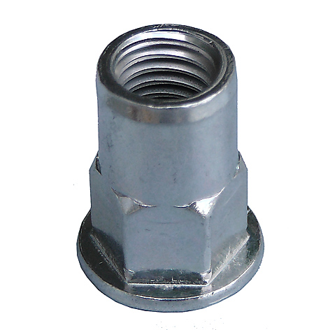 Riveting nuts M 10/13 St 0,5-3,5 1/2 hexagonal open insert with flat head